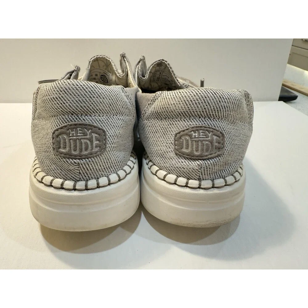 Hey Dude Wendy Rise Chambray Braid Grey Sneaker Slip On Women's Sizes US 9